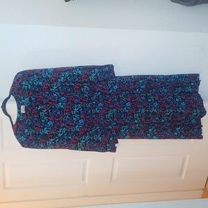 Darian Vintage colorful dress vintage size 18 pink blue maxi shoulder pads